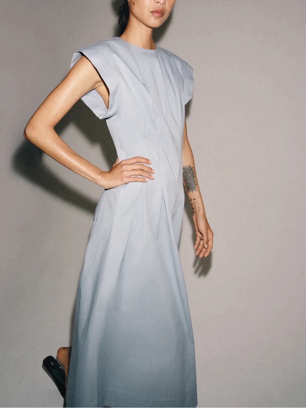Zara Light Blue Structured Midi Dress
